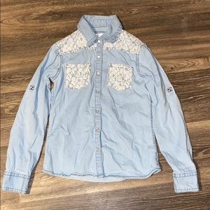 Justice Jean and Lace Button up Size 7